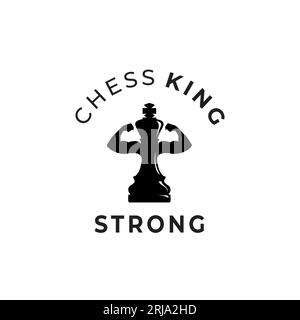 Forte ispirazione per il design del logo con illustrazione King Chess Illustrazione Vettoriale