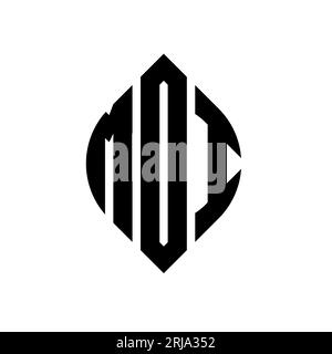 Logo a forma di lettera circolare con forma circolare ed ellisse. Lettere di ellisse MOI con stile tipografico. Le tre iniziali formano un logo circolare. MOI ci Illustrazione Vettoriale
