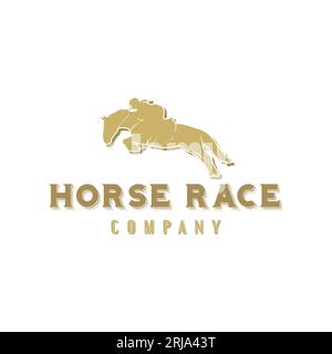 Ispirazione per il design del logo Horse Jumping Vector per corse ippiche Illustrazione Vettoriale