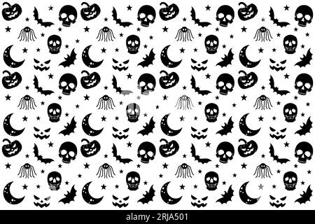 Sfondo Halloween senza cuciture in bianco e nero Illustrazione Vettoriale