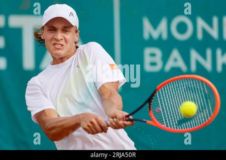 Jonas Forejtek della Repubblica Ceca, Prague Open 2023, ATP Challenger IBG Tournament, Praga, Repubblica Ceca, 21 agosto 2023. (Foto CTK/Pavel Lebeda) Foto Stock