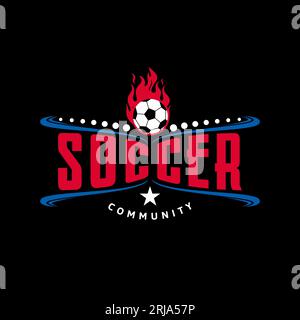 Logo sportivo da calcio con icona Burning Ball Design vettoriale Illustrazione Vettoriale