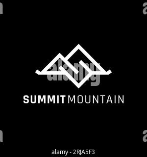 Modern Outline Mountain Logo Letter S o M. Illustrazione Vettoriale