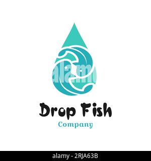 Logo Water Drop Fish Illustrazione Vettoriale