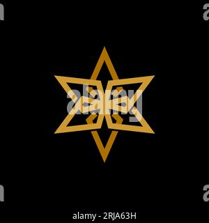 Golden Letter X Star Design con logo semplice ed elegante Illustrazione Vettoriale
