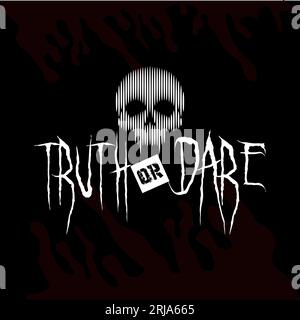 Logo Truth or dare Party Game con icona Skull Illustrazione Vettoriale