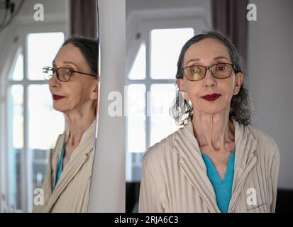 Stoccolma, Svezia. 21 agosto 2023. L'autrice americana Joyce Carol Oates fotografò a Stoccolma, in Svezia, il 21 agosto 2023. Foto: Anders Wiklund/TT/code 10040 credito: TT News Agency/Alamy Live News Foto Stock