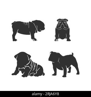 Ispirazione per il design vettoriale della collezione Bulldog Dog Logo Bundle Illustrazione Vettoriale