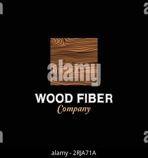 Logo con texture in legno per la lavorazione del legno o il design ispirato dall'azienda per il taglio del legno Illustrazione Vettoriale