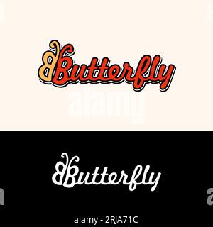 Logo tipografico a farfalla lettera B Wordmark Illustrazione Vettoriale