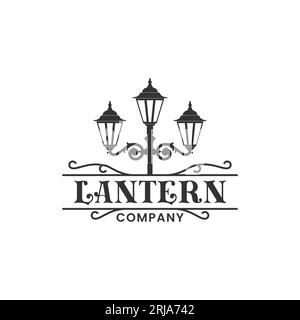 Ispirazione per il design vettoriale con logo Lantern Street Lamp Illustrazione Vettoriale