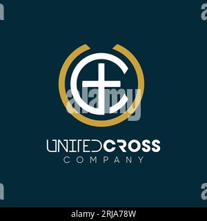 Iniziali Christian Cross Church Monogram U C CU UC Logo design Illustrazione Vettoriale