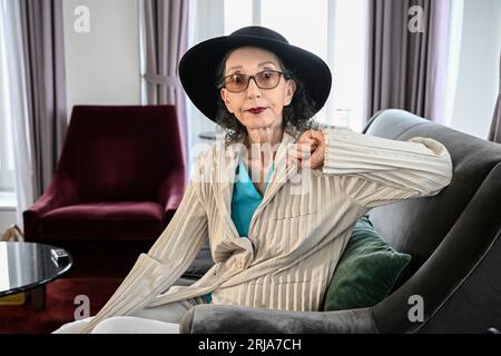 Stoccolma, Svezia. 21 agosto 2023. L'autrice americana Joyce Carol Oates fotografò a Stoccolma, in Svezia, il 21 agosto 2023. Foto: Anders Wiklund/TT/code 10040 credito: TT News Agency/Alamy Live News Foto Stock