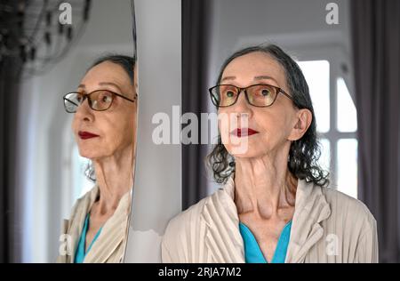 Stoccolma, Svezia. 21 agosto 2023. L'autrice americana Joyce Carol Oates fotografò a Stoccolma, in Svezia, il 21 agosto 2023. Foto: Anders Wiklund/TT/code 10040 credito: TT News Agency/Alamy Live News Foto Stock