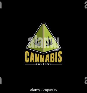 Foglie di piramide e Cannabis per prodotti CBD marijuana Label Vector Design Illustrazione Vettoriale