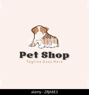 Semplice logo cucciolo di cane per il logo di PET shop Animal Lovers design Vector Illustrazione Vettoriale