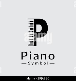 Letter P e ispirazione per il design del logo piano Illustrazione Vettoriale