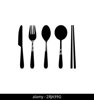 Set di cucchiai per coltelli a forchetta per posate Vector Illustrazione Vettoriale