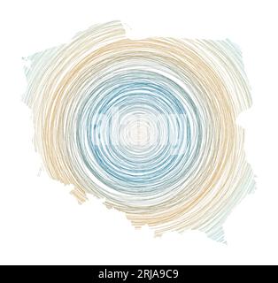 Mappa della Polonia piena di cerchi concentrici. Disegna cerchi di stile a forma di paese. Illustrazione vettoriale. Illustrazione Vettoriale