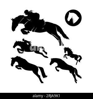 Silhouette equina saltellante, ispirazione per il design vettoriale della Racing Horse Collection Illustrazione Vettoriale