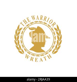 Wreath con logo Warrior, design Vintage Coin Illustrazione Vettoriale