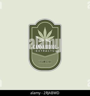 Vintage CBD Cannabis Marijuana Leaf Logo design vector Illustrazione Vettoriale