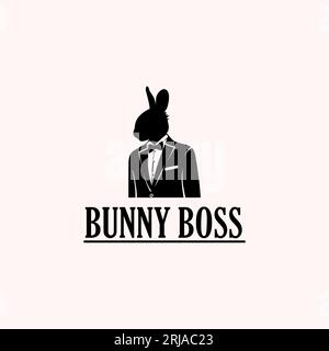Rabbit Bunny Businessman silhouette with elegant gentleman tuxedo Illustrazione Vettoriale