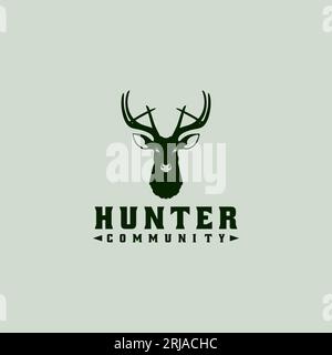 Logo Buck Stag Deer Reindeer Elk Antler Head Hunting Illustrazione Vettoriale
