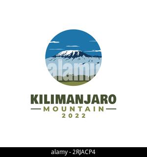 Mount Kilimanjaro Illustrazione Logo Design ispirazione Illustrazione Vettoriale