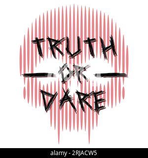 Logo Truth or dare Party Game con icona Skull Illustrazione Vettoriale