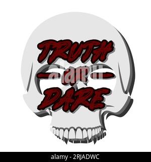 Logo Truth or dare Party Game con sfondo teschio disegno vettoriale Illustrazione Vettoriale