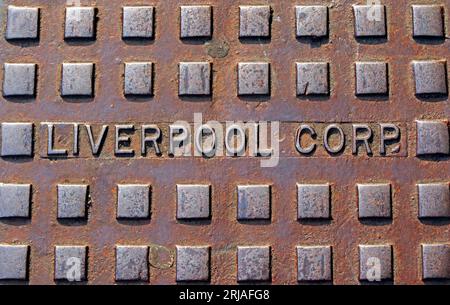 Liverpool Corporation Waterworks rete in ghisa goffrata, City centre, Liverpool, Merseyside, Inghilterra, REGNO UNITO, L1 4DS Foto Stock