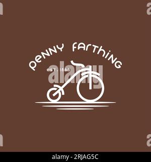 Logo Penny Farthing Vintage Bike dal design minimalista e semplice Illustrazione Vettoriale