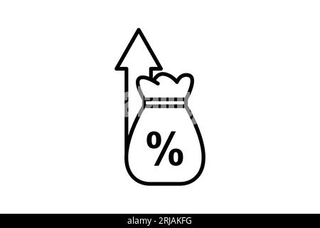 Icona tasso di interesse. Icona relativa a credito e prestito. adatto per la progettazione di siti web, app, interfacce utente, stampabili, ecc. Stile icona linea. Vettore semplice Illustrazione Vettoriale
