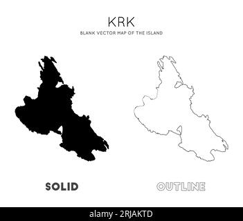 Mappa di Krk. Mappa vettoriale vuota dell'isola. Confini di Krk per la tua infografica. Illustrazione vettoriale. Illustrazione Vettoriale