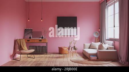 moderno soggiorno interno 3d. Foto Stock