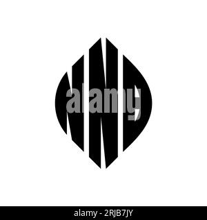 Logo NNB a forma di lettera circolare con forma circolare ed ellisse. Lettere ellittiche NNB con stile tipografico. Le tre iniziali formano un logo circolare. NNB ci Illustrazione Vettoriale