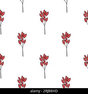 Disegno vettoriale a mano di frutti di bosco, mirtillo rosso e mirtillo in schizzo con inchiostro dodle Illustrazione Vettoriale