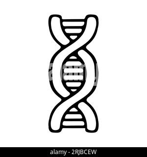 Icona linea DNA. Cromosomi, RNA, ereditarietà, genoma, cellula, biologia. Icona con linea nera vettoriale su sfondo bianco per Business Illustrazione Vettoriale