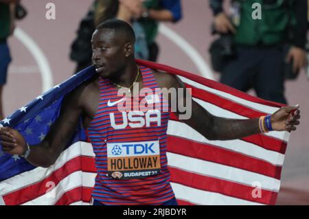 Budapest, Ungheria. 21 agosto 2023. Grant HOLLOWAY della finale statunitense di 110 METRI OSTACOLI UOMINI durante i Campionati mondiali di atletica leggera 2023 il 21 agosto 2023 al Nemzeti Atletikai Kozpont di Budapest, Ungheria. Foto Laurent Lairys/ABACAPRESS.COM credito: Abaca Press/Alamy Live News Foto Stock