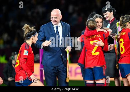 Sydney, NSW, Australia, Gianni Infantino presidente FIFA Women's World Cup 2023 Final Spagna contro Inghilterra allo Stadio Australia (Accor Stadium) 20 agosto 2023, Sydney, Australia. (Keith McInnes/SPP) credito: SPP Sport Press Photo. /Alamy Live News Foto Stock