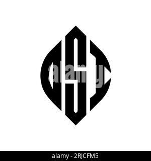 Logo OSI con lettera circolare e forma a cerchio ed ellisse. Lettere ellittiche OSI con stile tipografico. Le tre iniziali formano un logo circolare. OSI ci Illustrazione Vettoriale