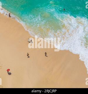 Vista aerea della spiaggia tropicale. Kelingking Beach, Nusa Penida, Bali, Indonesia. Foto Stock