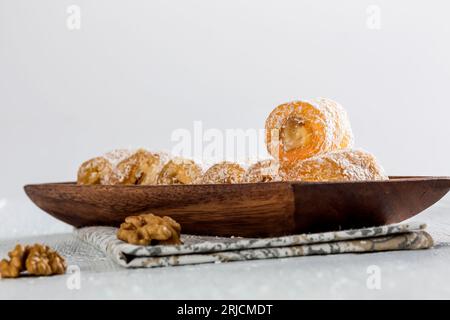 Turkish Delight. Bellissime immagini isolate di dolci turchi. dolcetti turchi. Cubetti di gelatina al mastice (delizia greca turca) Foto Stock