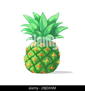 Frutta dell'ananas. Icona piatta del cartone animato isolata su bianco. Illustrazione vettoriale Illustrazione Vettoriale