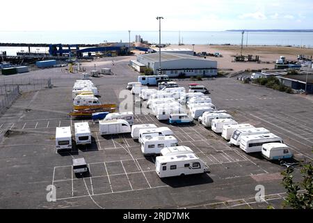 motor caravans in the harbour dock,ramsgate town,thanet,east kent,uk august 22 2023 Foto Stock