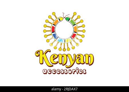 Logo della collana keniota per souvenir turistici kenioti con design vettoriale Illustrazione Vettoriale