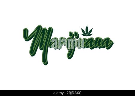 Marijuana astratta scritta a mano con Cannabis Leaf Vector Design Illustrazione Vettoriale