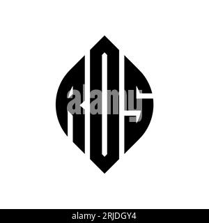 Logo RDS a forma di lettera circolare con forma circolare ed ellisse. Lettere di ellisse RDS con stile tipografico. Le tre iniziali formano un logo circolare. RDS ci Illustrazione Vettoriale