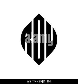 Logo ROV a forma di lettera circolare con forma circolare ed ellisse. Lettere ellittiche ROV con stile tipografico. Le tre iniziali formano un logo circolare. ROV ci Illustrazione Vettoriale